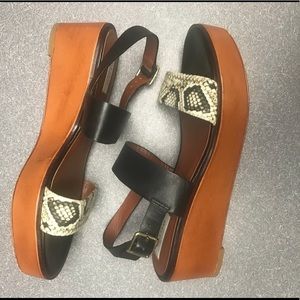 Cole Haan leather and canvas platform sandals